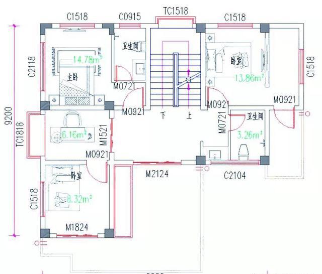 10米×9米四層3廳8臥現(xiàn)代新農(nóng)村自建房，造價30萬