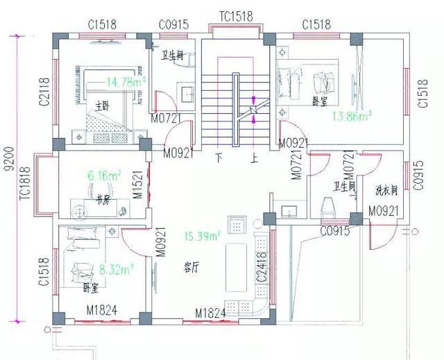 10米×9米四層3廳8臥現(xiàn)代新農(nóng)村自建房，造價30萬