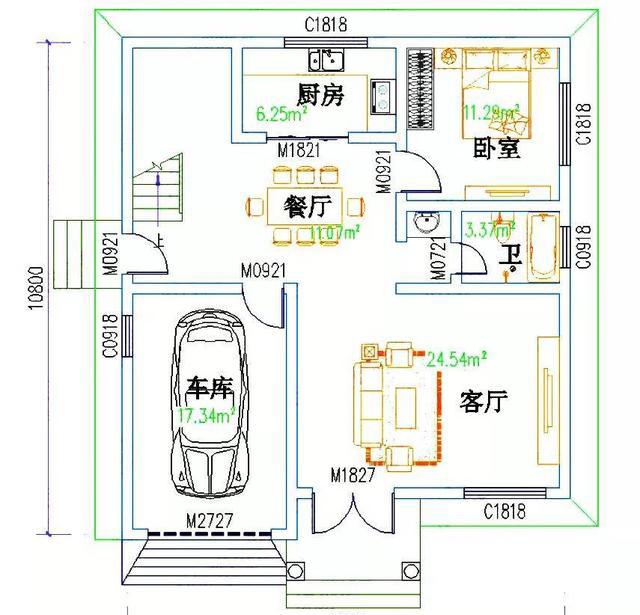 占地約100平方米三層7臥別墅設計圖，造價28萬