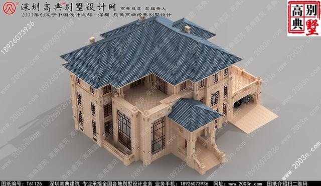 復式三層純石材別墅設計圖，整體構造時尚大氣，帶影視廳+地下室+車庫