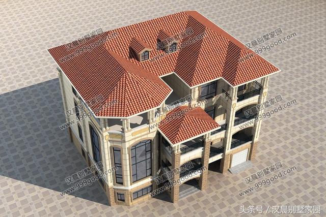 17.6米X15.6米歐式四層別墅設計圖，豪華大氣，帶大露臺+車庫，商住兩用