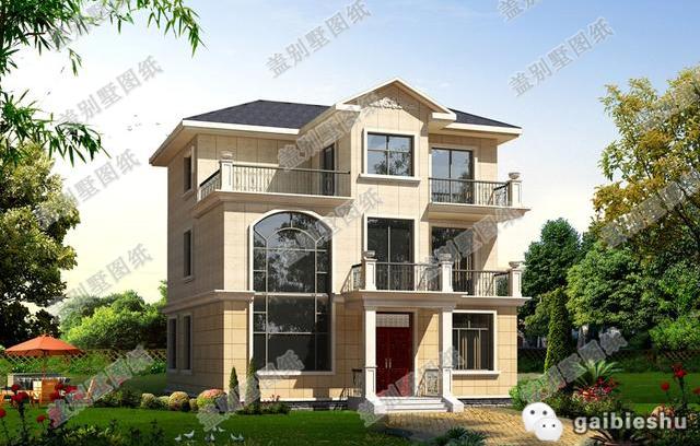 11米×11米三層歐式別墅設計圖，外觀簡潔大氣，帶挑空客廳，主體造價35萬