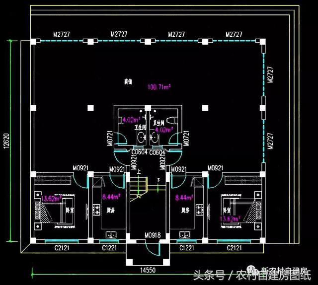 五棟兄弟雙拼別墅設(shè)計(jì)圖，3款共堂屋，一款帶門(mén)面，單戶最低16萬(wàn)