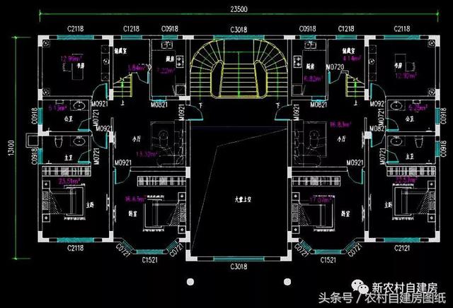 五棟兄弟雙拼別墅設(shè)計(jì)圖，3款共堂屋，一款帶門(mén)面，單戶最低16萬(wàn)