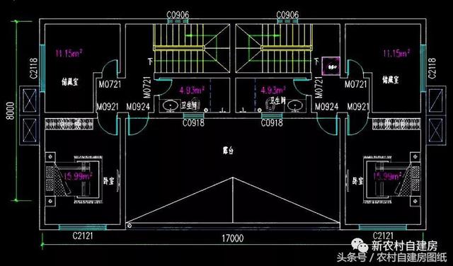 五棟兄弟雙拼別墅設(shè)計(jì)圖，3款共堂屋，一款帶門(mén)面，單戶最低16萬(wàn)