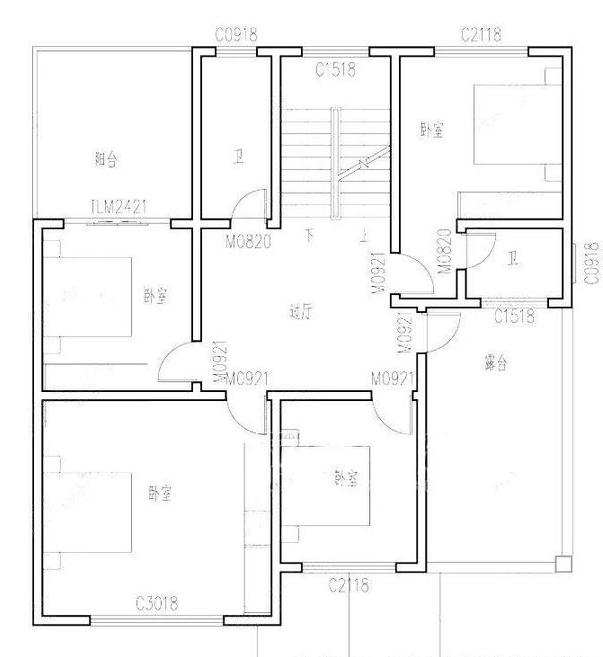 三層農村自建帶堂屋車庫別墅設計圖，二三層露臺高低錯落富有參差感，而且有超大的落地窗哦