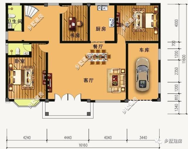 二層農村別墅圖，自帶陽臺車庫，飄窗造型更是質樸與時尚的結合，你心動了嗎