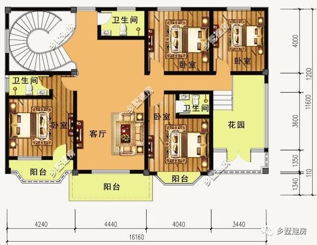 二層農村別墅圖，自帶陽臺車庫，飄窗造型更是質樸與時尚的結合，你心動了嗎