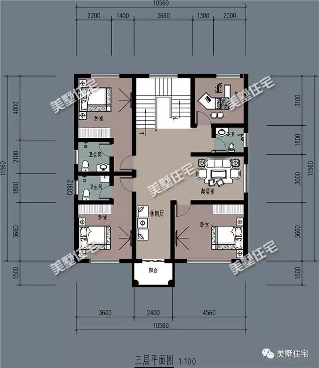 11X10米四層農村別墅設計圖，車庫+大露臺+挑空客廳，住著舒服又寬敞