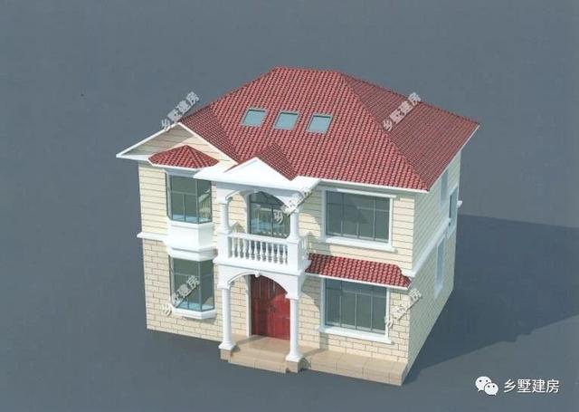 二層現代風格農村自建房設計圖，黃墻紅頂醒目又溫馨，大家都要這樣建！