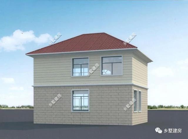 二層現代風格農村自建房設計圖，黃墻紅頂醒目又溫馨，大家都要這樣建！