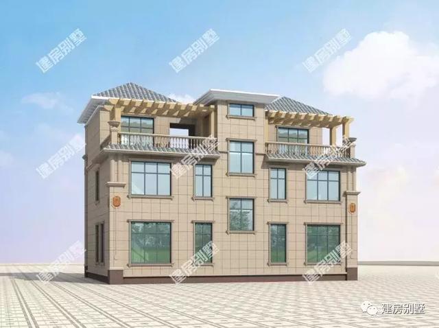 兩棟小戶型的雙拼別墅設計圖，第一棟坡屋頂時尚美觀，第二棟平屋頂造價低，還能做空中花園