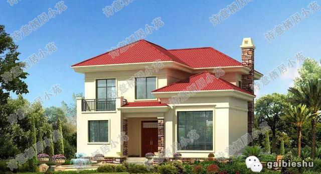 一款歐式田園風格二層別墅設計圖，主體25萬11×11米4廳4臥帶挑空客廳