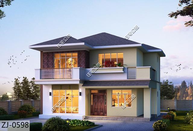 農村自建二層別墅圖，四室一廳很溫馨，方方正正，簡簡單單，卻又具有別墅的高大上的氣質！