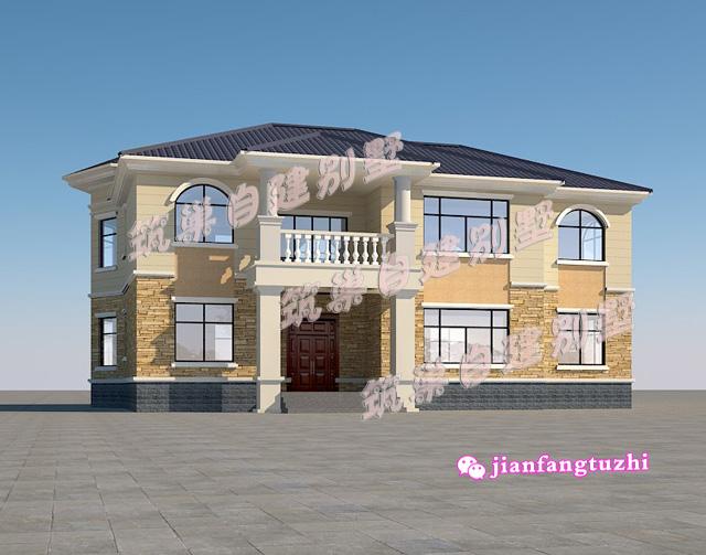 二層帶煙囪農村自建別墅設計圖，磚混結構18x10米160平米，主體造價25萬