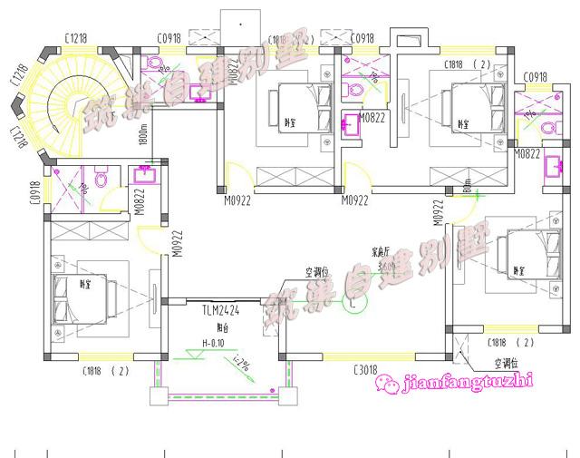 二層帶煙囪農村自建別墅設計圖，磚混結構18x10米160平米，主體造價25萬
