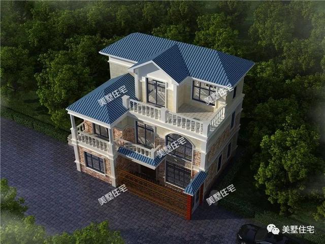 11X9米三層簡歐式風格別墅設計圖，帶飄窗和大露臺，是你喜歡的風格嗎