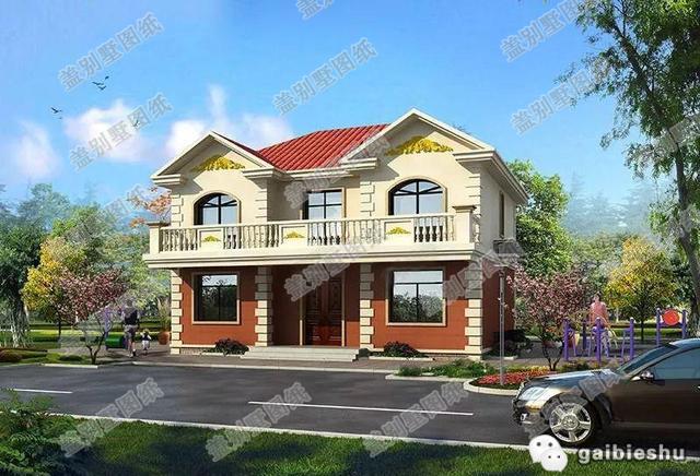 一款設(shè)計(jì)極其精巧的二層農(nóng)村小別墅設(shè)計(jì)圖，開間進(jìn)深12*9米6間臥室主體造價(jià)25萬