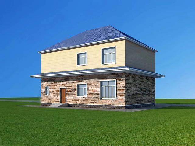 農村二層別墅圖，造價低造型美，清新靚麗的氣質，和鄉村田園氣息非常吻合