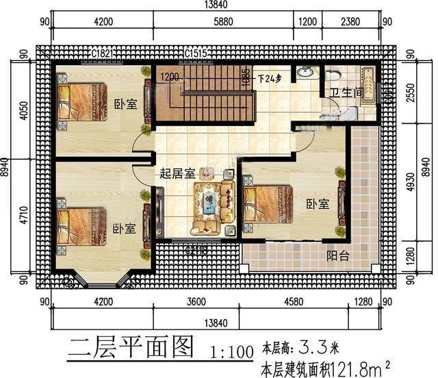 農村二層別墅圖，造價低造型美，清新靚麗的氣質，和鄉村田園氣息非常吻合