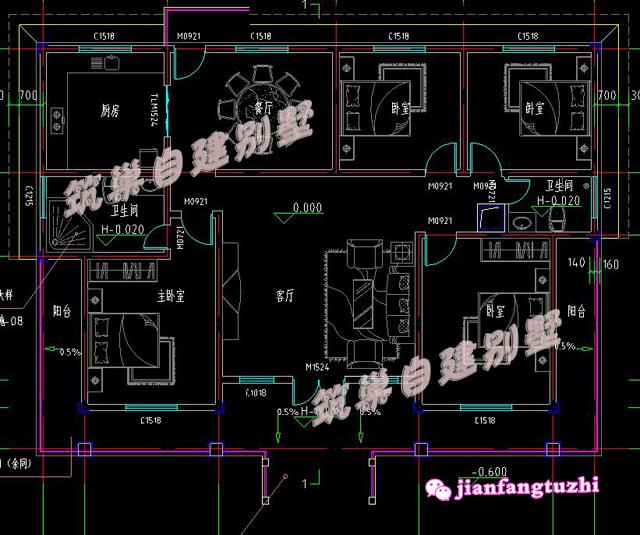 3款一層農村平層別墅設計圖造價10多萬2廳4臥，既然是蓋一層，當然是怎么實惠怎么來
