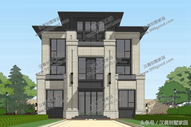 帶院子的新中式風格別墅設計圖，2套設計師的設計方案，總有一套讓你滿意