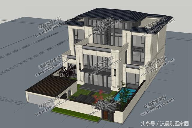 帶院子的新中式風格別墅設計圖，2套設計師的設計方案，總有一套讓你滿意