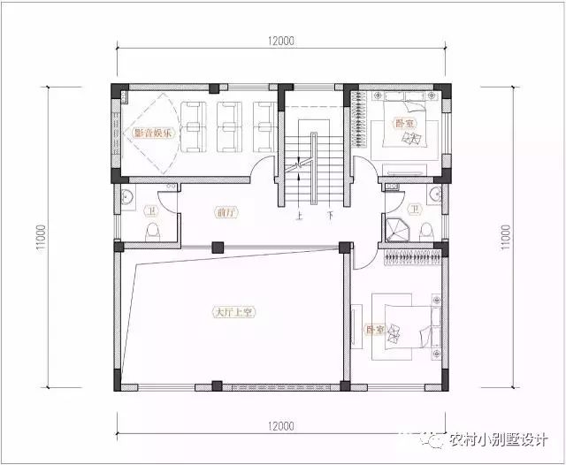 12×11米徽式三層農(nóng)村別墅設(shè)計圖，復(fù)式結(jié)構(gòu)