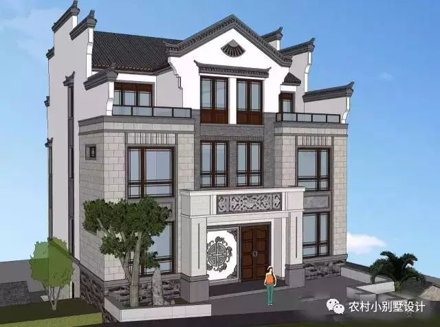 12×11米徽式三層農(nóng)村別墅設(shè)計圖，復(fù)式結(jié)構(gòu)