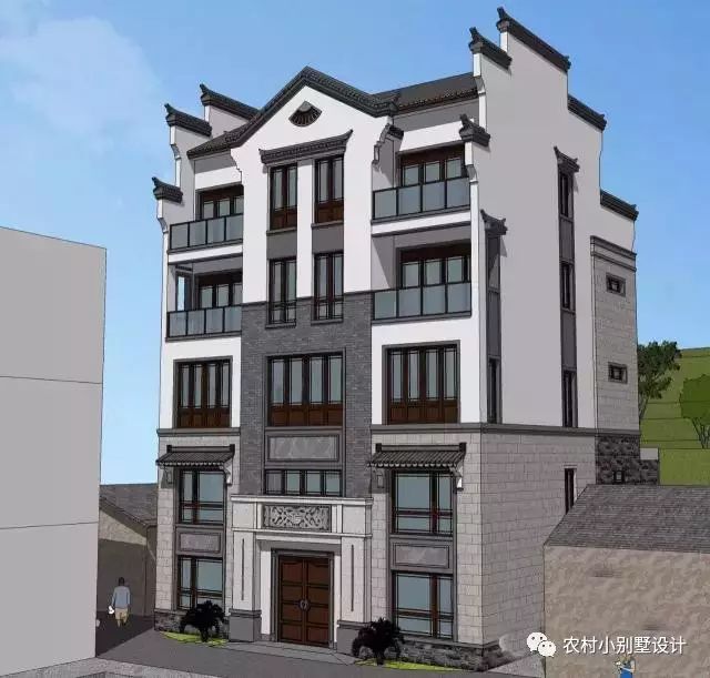 12×11米徽式三層農(nóng)村別墅設(shè)計圖，復(fù)式結(jié)構(gòu)