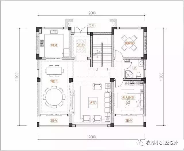 12×11米徽式三層農(nóng)村別墅設(shè)計圖，復(fù)式結(jié)構(gòu)