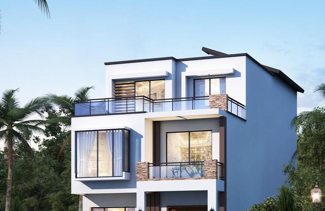 三層私人定制現(xiàn)代風(fēng)別墅圖，開(kāi)間7.5米，外觀明快簡(jiǎn)潔，讓人百看不厭