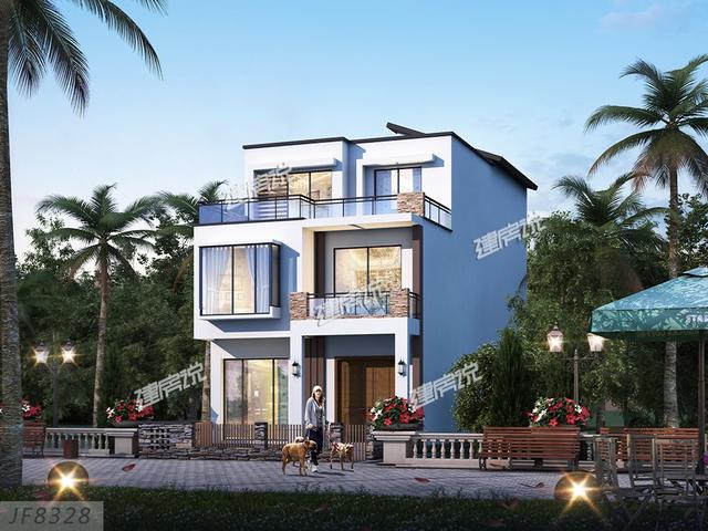 三層私人定制現(xiàn)代風(fēng)別墅圖，開(kāi)間7.5米，外觀明快簡(jiǎn)潔，讓人百看不厭