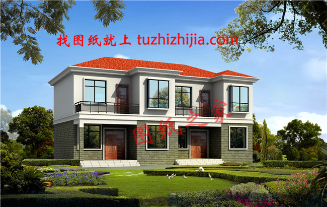 簡單實用的二層雙拼別墅設計圖,占地150平米左右,雙拼房屋