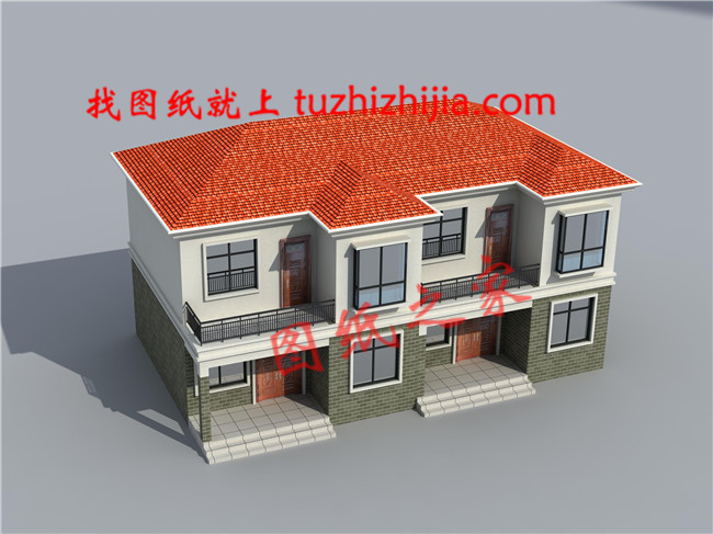 簡單實用的二層雙拼別墅設計圖,占地150平米左右,雙拼房屋