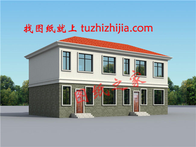 簡單實用的二層雙拼別墅設計圖,占地150平米左右,雙拼房屋