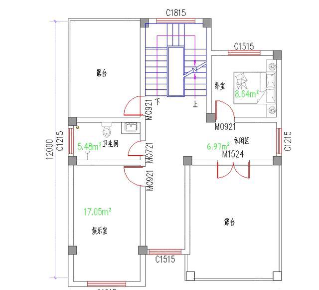 三層帶挑空客廳的農村別墅設計圖，占地尺寸適中，主體造價30萬左右。