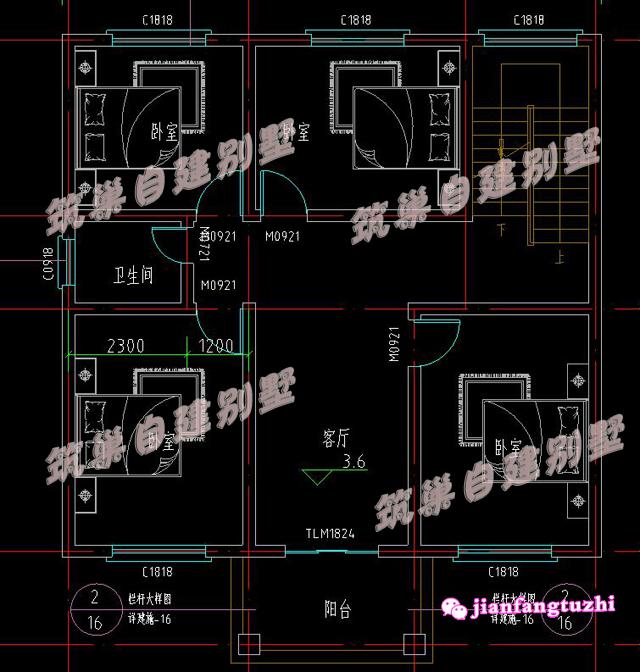 2棟占地約100平米的三層別墅設計圖，適合農村自建房。