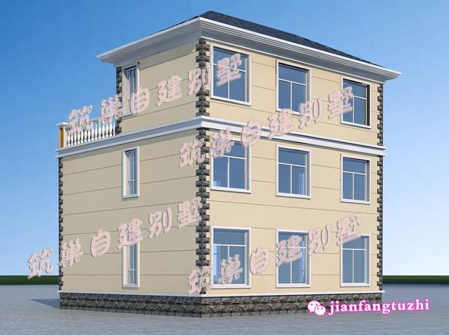 2棟占地約100平米的三層別墅設計圖，適合農村自建房。