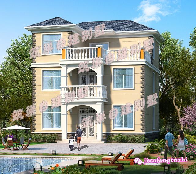 2棟占地約100平米的三層別墅設計圖，適合農村自建房。