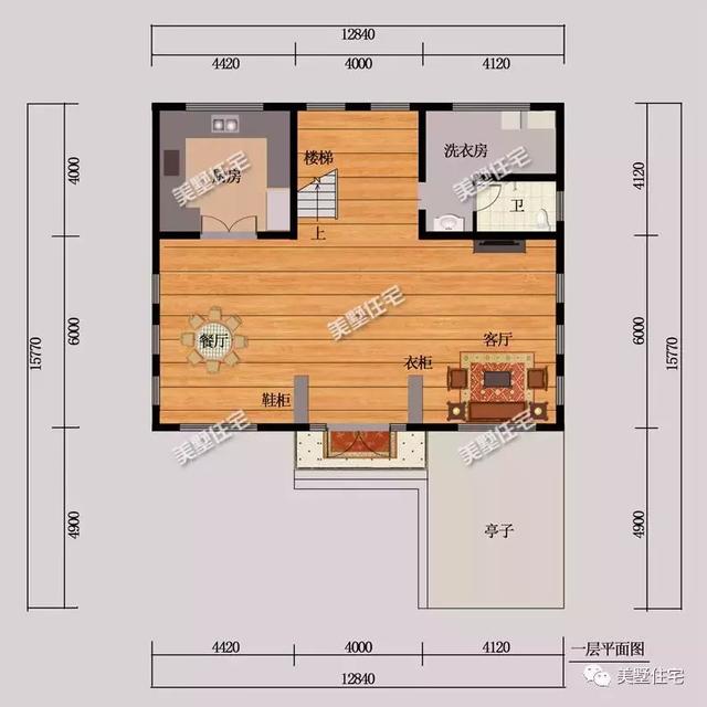 三層歐式別墅設計圖，造型簡約卻氣質獨特，室外帶涼亭，創造出讓您享受鄉間美好時光的理想居所