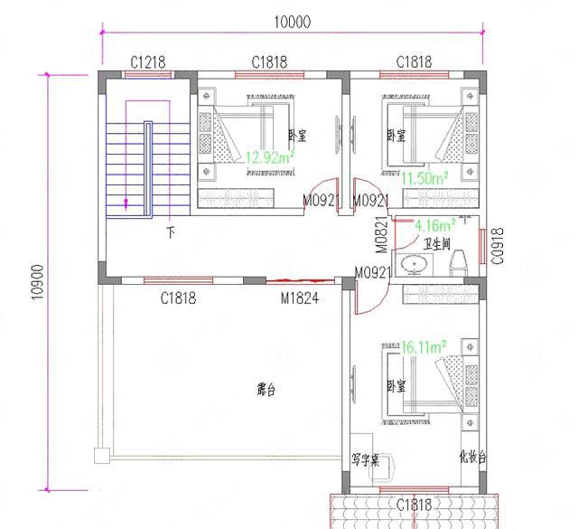 三層簡歐新農村自建房設計圖，開間進深10米×12.1米，外觀富氣華貴。