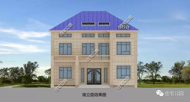 二層半簡歐式別墅設計圖，秀麗簡約，大氣不俗，帶閣樓+外置廚房。