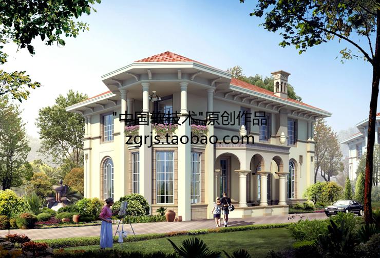 8套純歐式別墅建筑設計CAD圖紙 效果圖片/自建房住宅資料