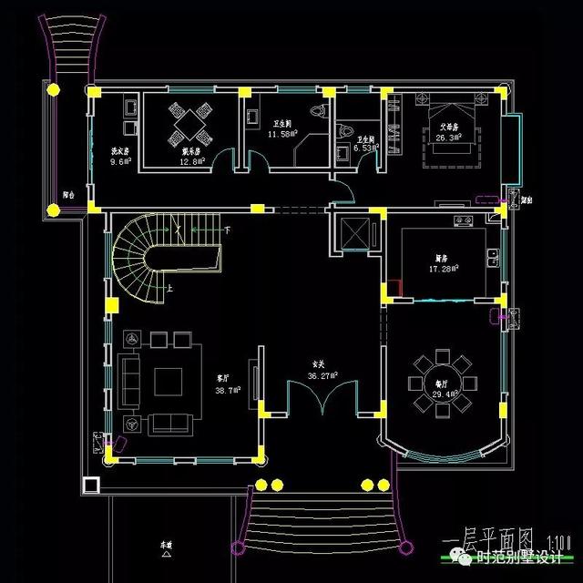 適合農村自建的18x16米帶電梯和多陽臺露臺的復式別墅設計圖，7室4廳，大大的滿足了生活需要