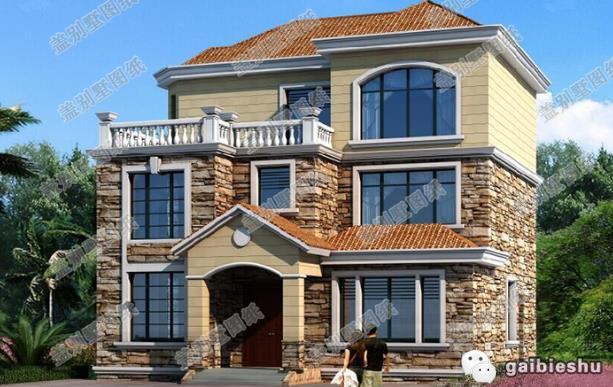 三層農村別墅設計圖，帶花園陽臺+豪華套房，主體造價大概35萬，時尚大氣