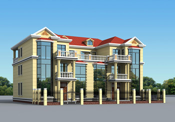 農村建房兄弟雙拼三層圖紙，客廳中空，戶型合理