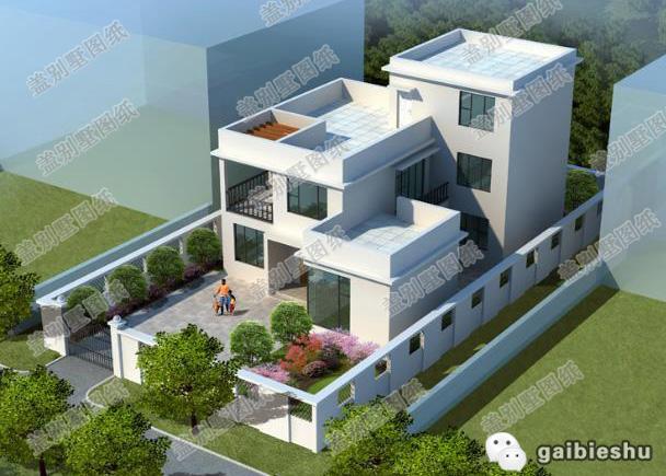 現(xiàn)代風(fēng)格三層別墅設(shè)計(jì)圖，帶庭院，很寬敞，私密性高