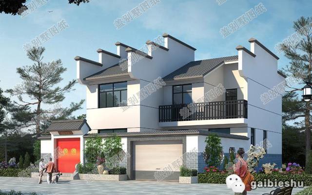 一款中式一款徽派風(fēng)格二層農(nóng)村自建房設(shè)計圖，均帶有古典韻味，很中國風(fēng)