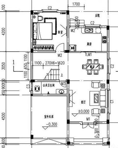 傳統中式風格三層別墅設計圖，帶車庫，帶后院